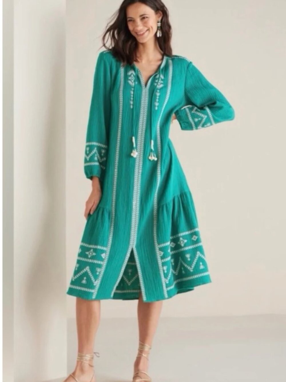 Soft Surroundings Jolie Embroidered Dress bohemian